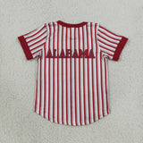 Team Red Gray Stripe Boys Short Sleeve Top