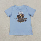 Blue Camo Cap Dog Boys Short Sleeve Top