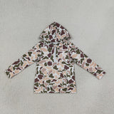 Duck Deer Dog Brown Green Camo Zipper Boys Hoodie Top