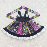 Cartoon Patchwork Black Girls Halloween Dress