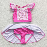 Cartoon Princess Hot Pink Girls Swimsuits