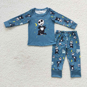 Cartoon Blue Boys Halloween Pajamas