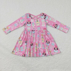 Cartoon Soliders Pink Girls Christmas Dress