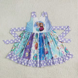 Promotional Cartoon Princess Blue Girls Patchwork Dress