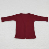 Solid Wine Red Kids Waffle Cardigan