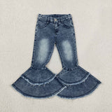 Bleached Light Blue Flared Girls Jeans Pants