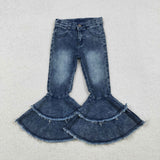 Bleached Light Blue Flared Girls Jeans Pants