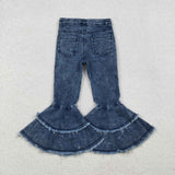 Bleached Light Blue Flared Girls Jeans Pants