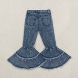 Bleached Light Blue Flared Girls Jeans Pants