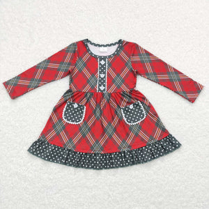 Pockets Red Green Plaid Girls Christmas Dress