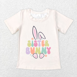 Sister Bunny Beige Girls Easter Top