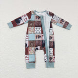 Bull Aztec Plaid Boys Fall Romper