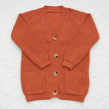 Orange Buttons Girls Cardigan Sweaters