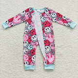 Hot Pink Smile Boys Fall Romper