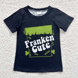 Franken Cute Black Boys Halloween Top