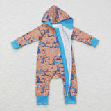 Desert Cactus Brown Blue Hoodie Boys Fall Romper