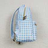 Blue White Plaid Backpack