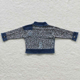 Leopard Print Patchwork Girls Denim Jacket