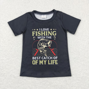 Fishing Life Black Boys Short Sleeve Top