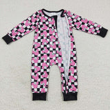 Cartoon Plaid Girls Fall Romper