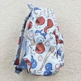 Baseball Print Sky Blue Backpack