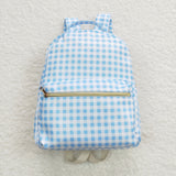 Blue White Plaid Backpack