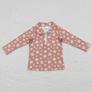 Floral Polo Girls Long Sleeve Top