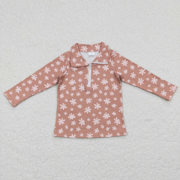 Floral Polo Girls Long Sleeve Top