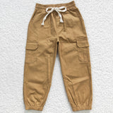 Solid Khaki Kids Overalls Pants