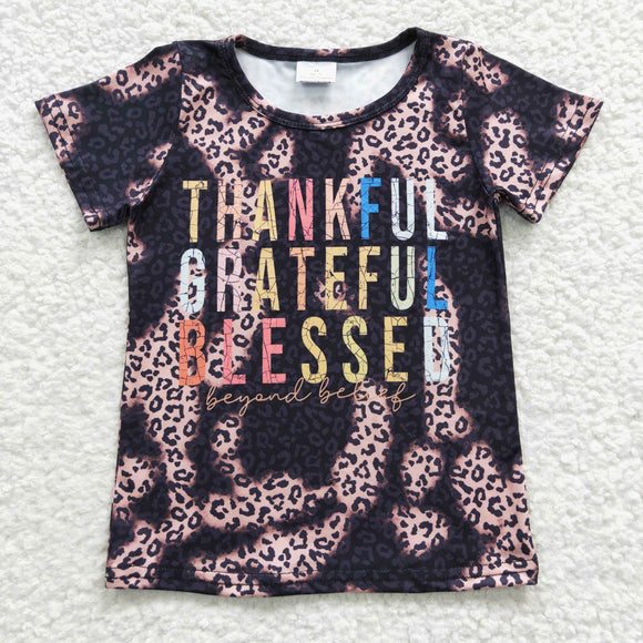 Thanlful Colorful Letters Girls Thanksgiving Top