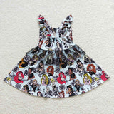 Cartoon Princess Black Gauze Blue Girls Halloween Dress