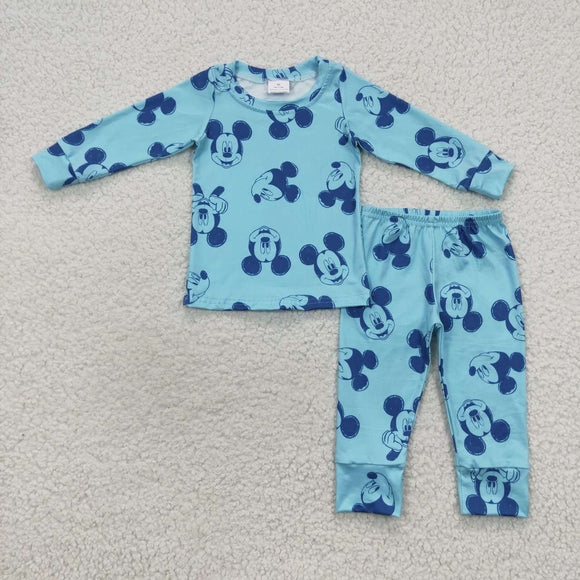 Promotional Cartoon Blue Boys Long Sleeve Pajamas