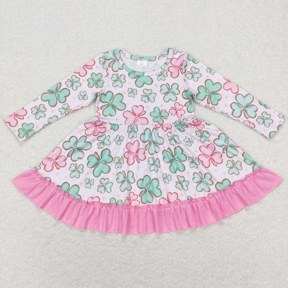 Clover Pink Ruffles Girls St. Patrick's Day Dress