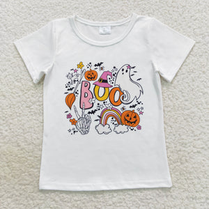 Boo Pumpkin Rainbow Girls Halloween Top