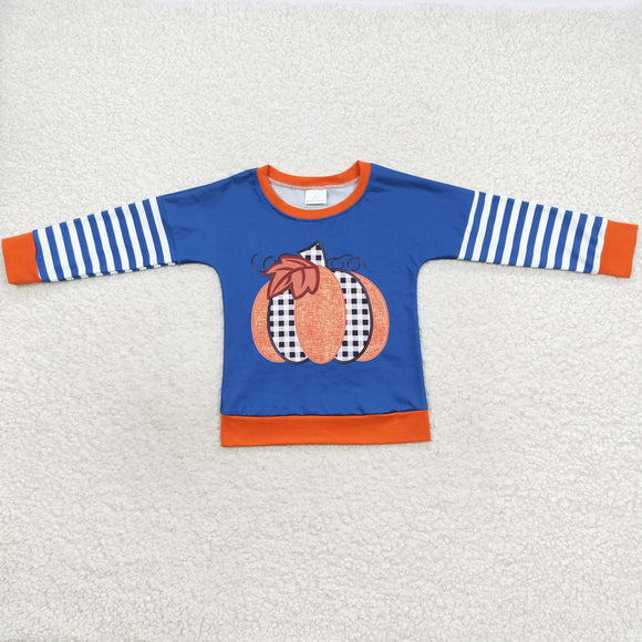 Pumpkin Blue Stripe Boys Long Sleeve Top