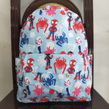 Cartoon Heroes Sky Blue Backpack