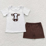 Calf Brown Off-white Boys Shorts Sets