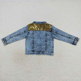 (Dark) Gold Sequins Girls Denim Jacket