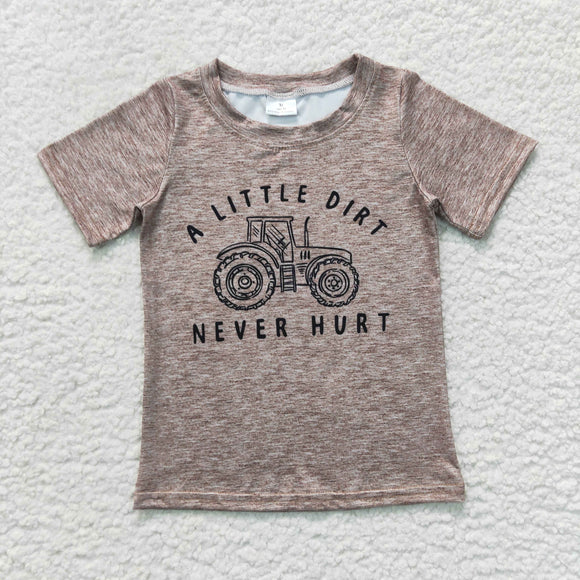 Tractor Little Dirt Never Hurt Boys Short Sleeve Top