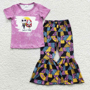 Cartoon Purple Patchwork Girls Halloween Outfits