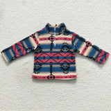 Aztec Navy Red Kids Pullover Plush Coat