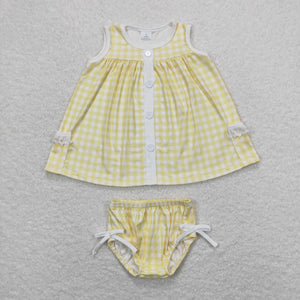 Yellow Plaid Girls Bummies Sets