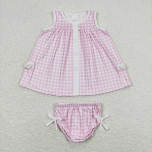 Pink Plaid Girls Bummies Sets