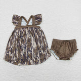 Camo Brown Ruffles Girls Bummies Sets