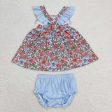 I Love Daddy Blue Ruffles Girls Bummies Sets