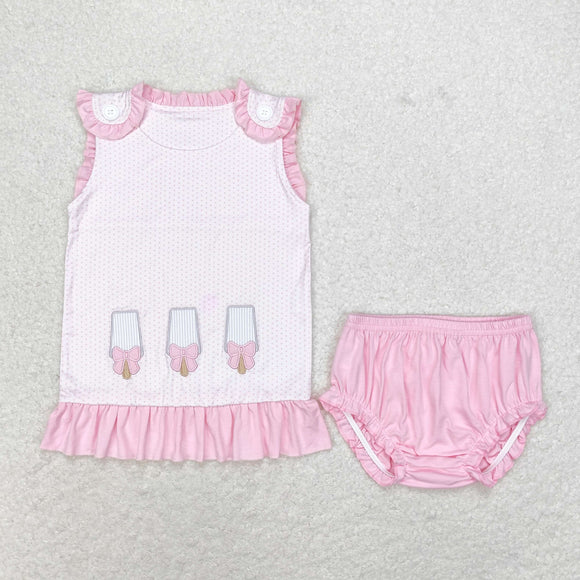 Ice Cream Polka Dots Pink Ruffles Girls Bummies Sets