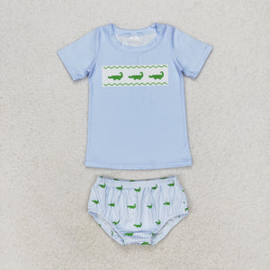 Crocodile Stripe Blue Boys Bummies Sets