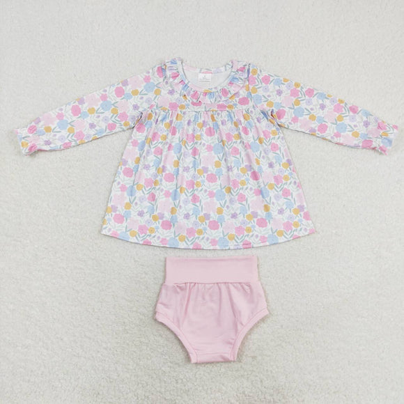 Floral Ruffles Pink Girls Bummies Sets