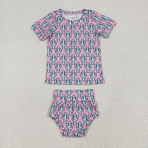 Cactus Pink Girls Bummies Sets