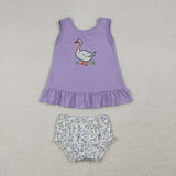 Floral Goose Purple Ruffles